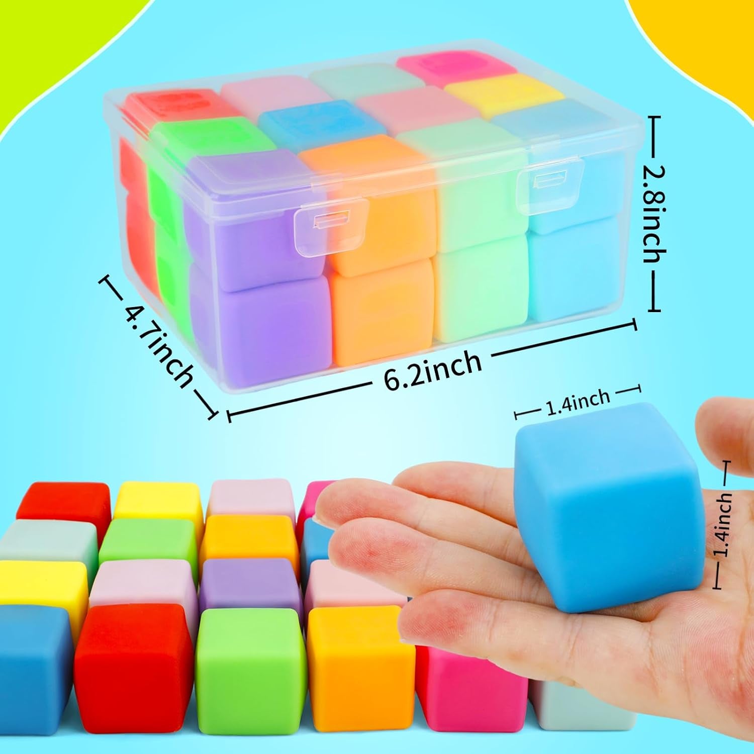 Squishy Fidget Toys, 24 Pack Stress Cube Balls Fidget Sensory Toys Bulk for Kids