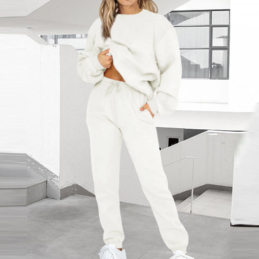Clearance Sale,Women Sweatsuits Sets 2024 Solid Color Two Piece Outfits for Women Jogging Suits Casual Long Sleeve Crewneck Tracksuit Set with Sweatpants Jogger Workout Set