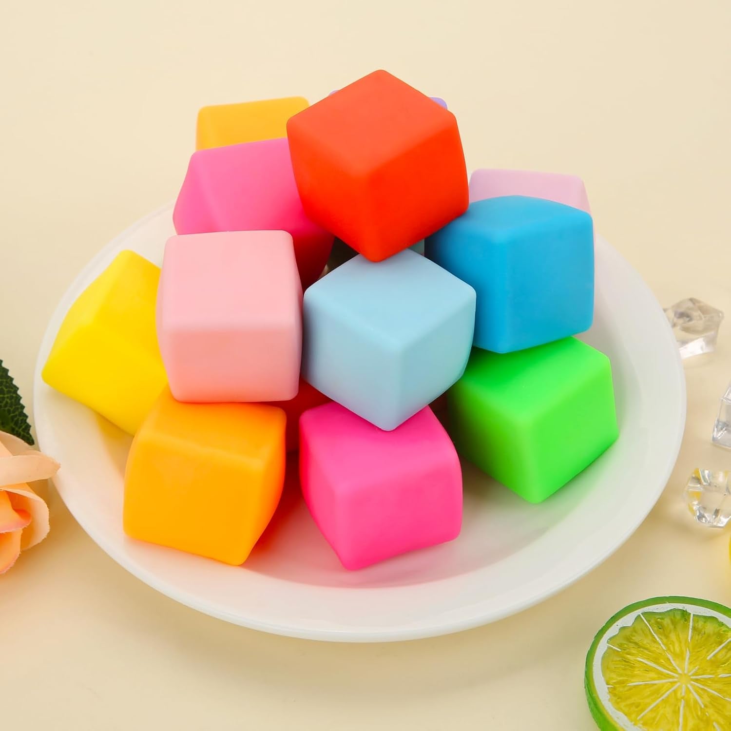 Squishy Fidget Toys, 24 Pack Stress Cube Balls Fidget Sensory Toys Bulk for Kids
